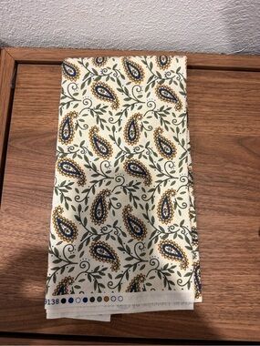 Moda Cream Paisley Cotton Fabric with Blue and Gold Accents